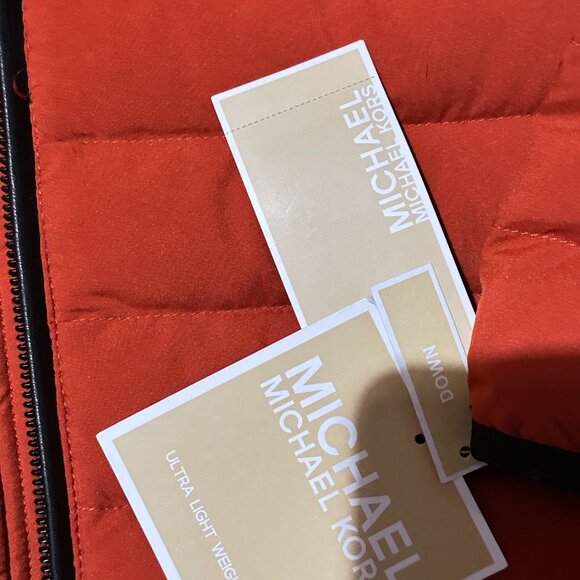 Michael Kors Hooded Down Quilted Puffer Jacket Sienna Rust Women Size XL - Picture 9 of 12